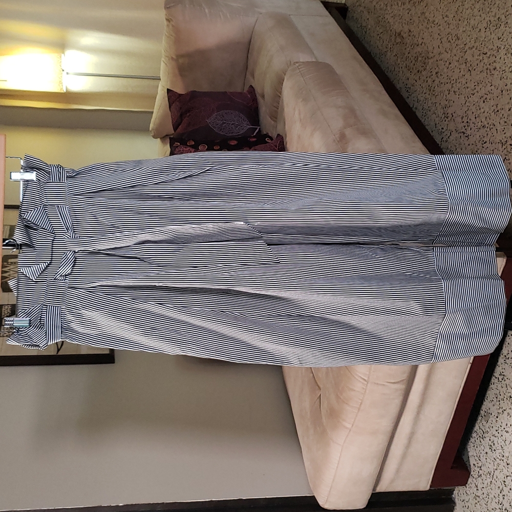 Black and white vertical striped wide leg pants (NWOT)